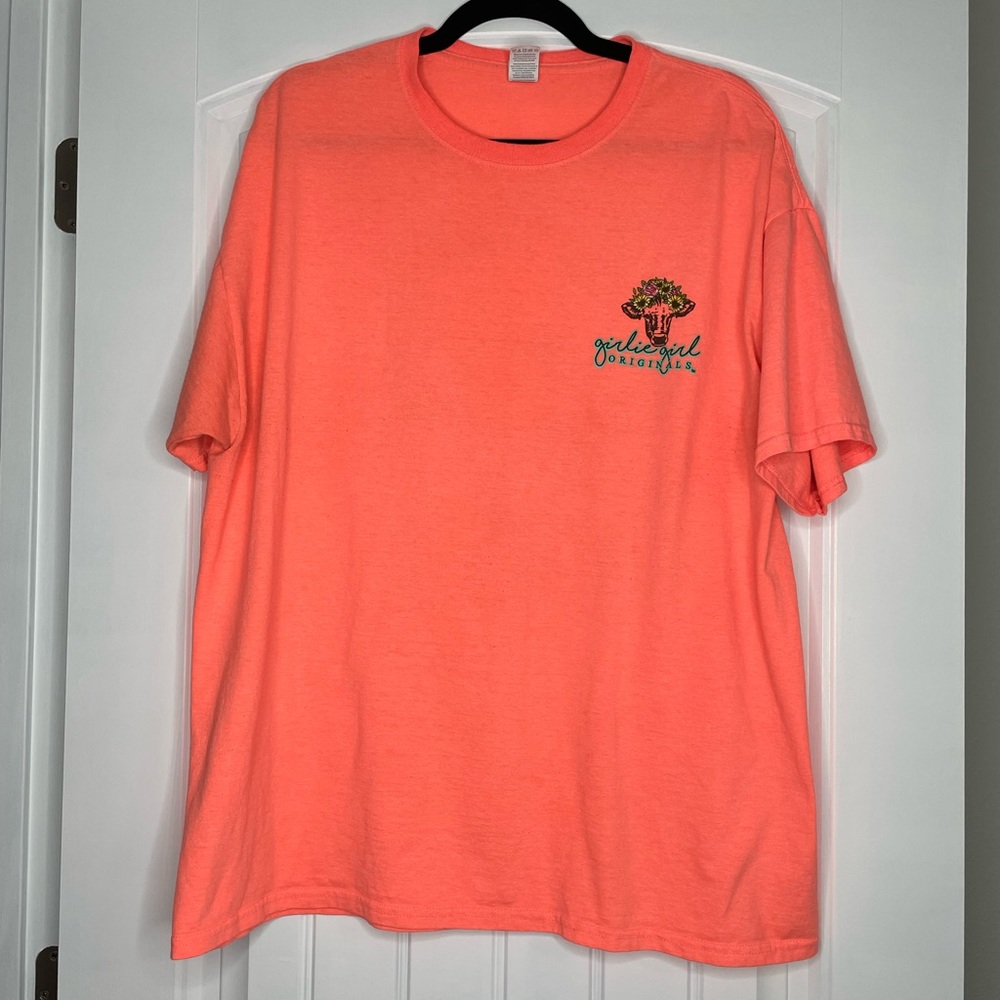 Girlie Girl s/s Neon Coral Graphic Tee